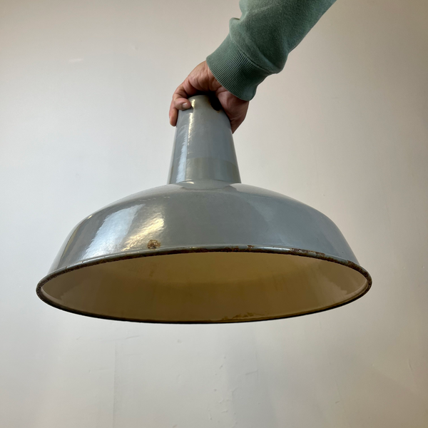 Vintage Grey Enamel Industrial Pendant Shade Vinterior