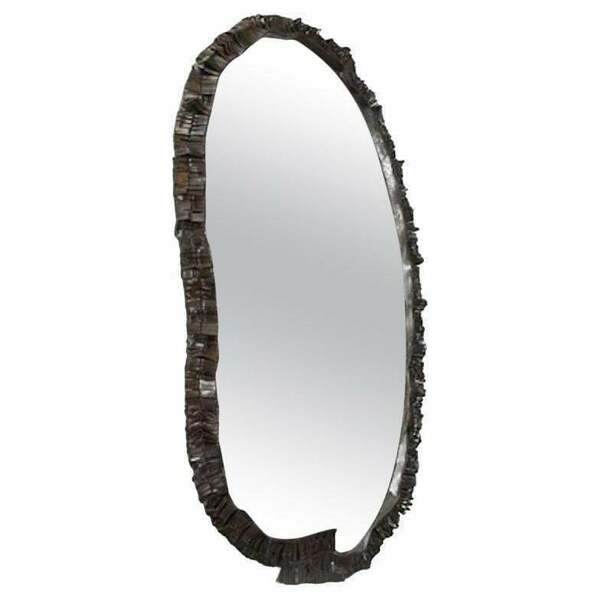 Large Oval Floor Mirror With Wrought Iron Frame Vinterior