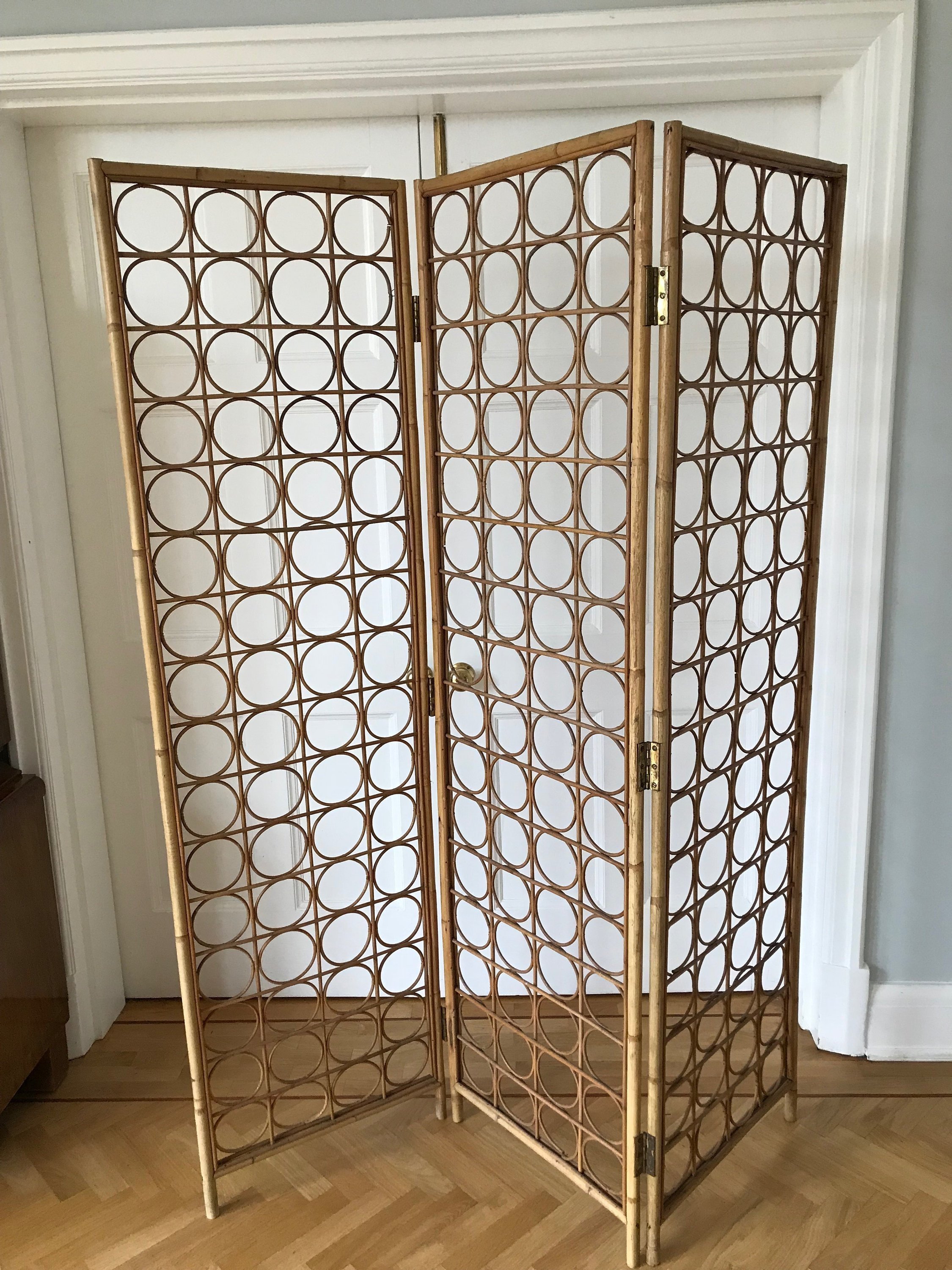 Mid Century Vintage Bamboo Rattan Room Divider Boho Partition Mid Century Modern Wicker Privacy Screen Vinterior