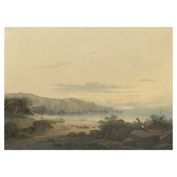 Original Antique Chromolithograh Of Srigonjo Bay, The South Coast Of Java, 1872