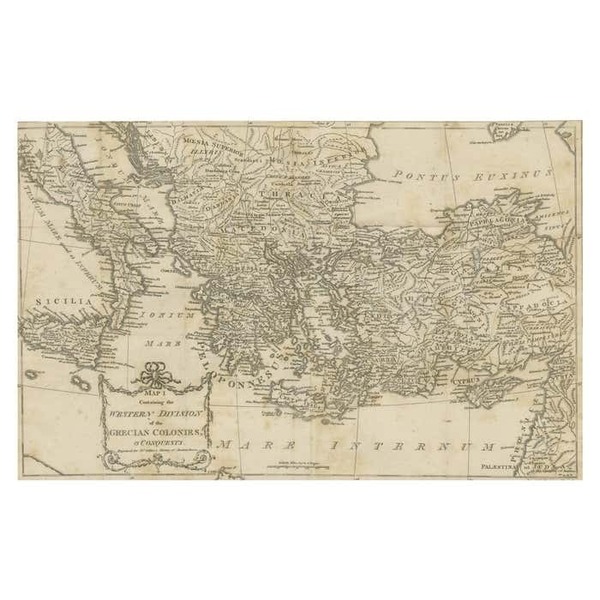 Antique Map Of The Ancient Greek Colonization