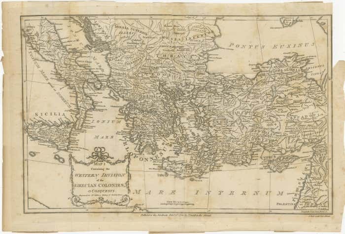 Antique Map Of The Ancient Greek Colonization photo furniture