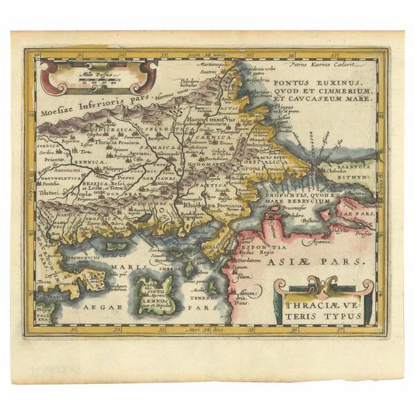 Original Old Map Of Northeastern Greece & Northwestern Turkey, Published In 1661