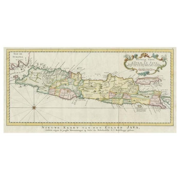 Antique Map Of The Island Of Java, Indonesia
