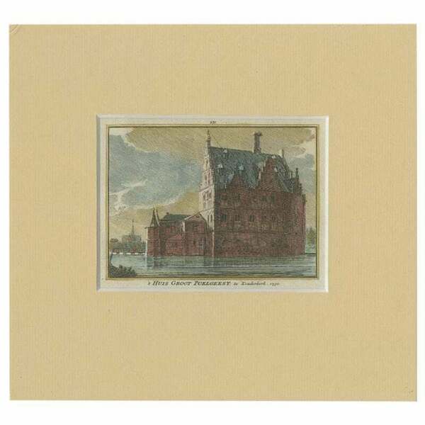 Antique Print Of Groot Poelgeest Castle 'Front' In The Netherlands, Circa 1750