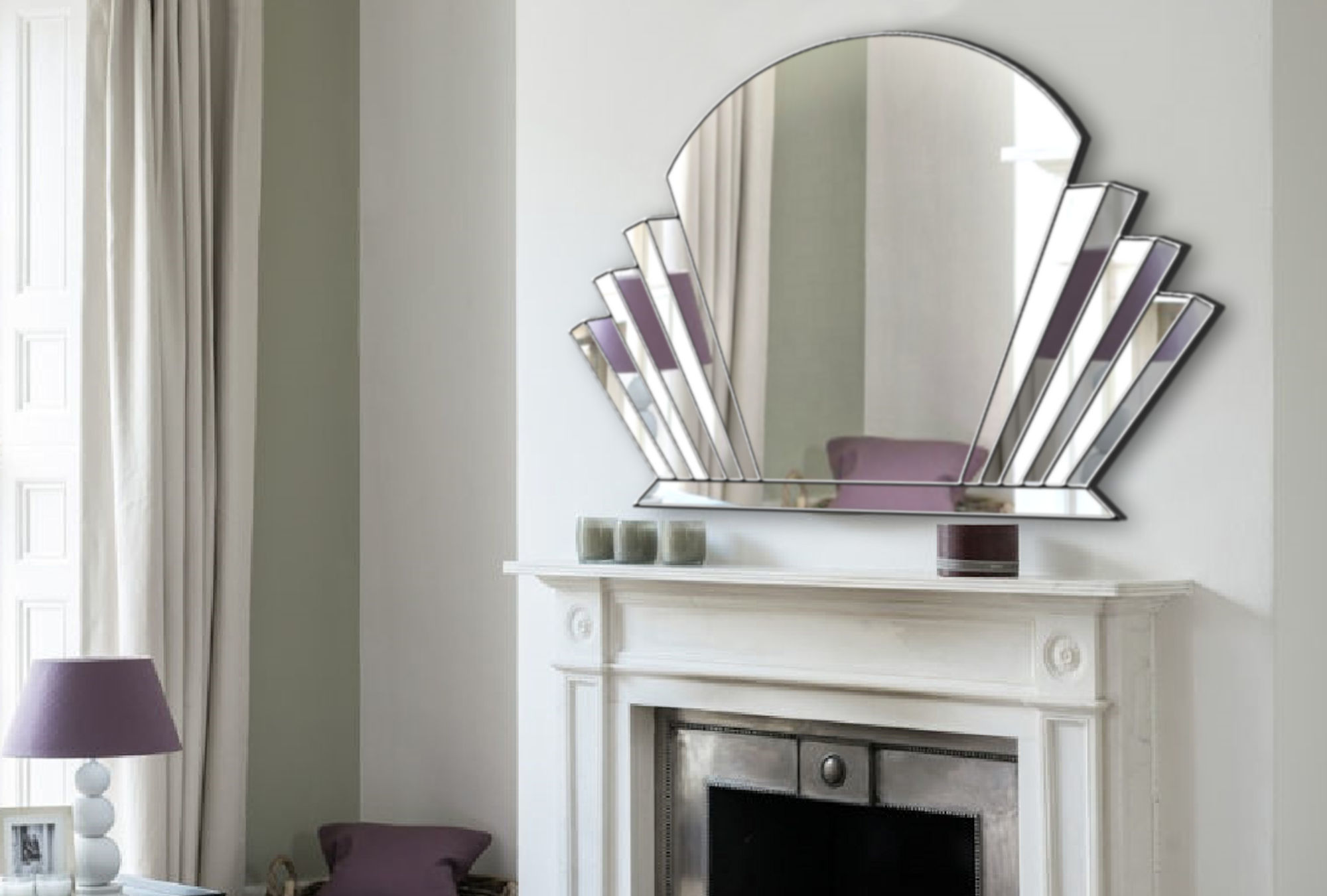 Venus Art Deco Over Mantle Wall Mirror In Silver