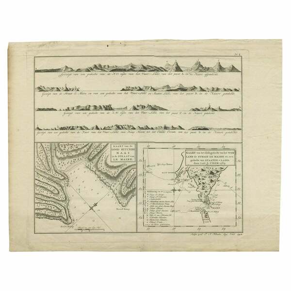 Antique Map Of The Strait Of Le Maire By Cook, 1803