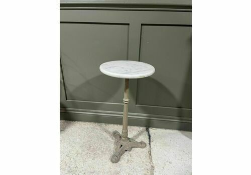 Antique Wine Table Marble Top French Origins Circa Early 1900s Wrought Iron Base