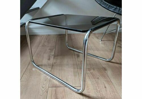 1970s Retro Vintage Tubular Chrome Smoked Glass Coffee Side Table Bauhaus Style