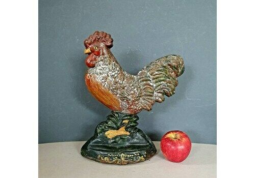 A Magnificent Vintage Painted Cast Iron Speckled Hen Doorstop, 1960s