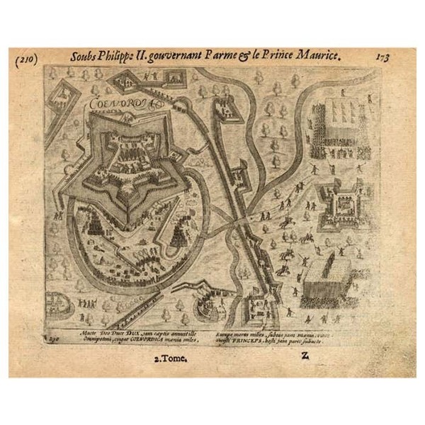 Antique Print Of The Attack On Coevorden In Holland, 1616