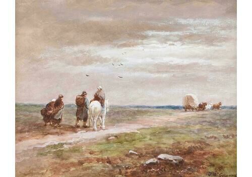 James Walter Gozzard Gipsies With Horses In England Landscape Painting By 19th Century British Artist 1925 Circa