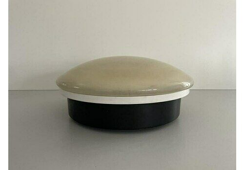 Italian Black White Metal Body And Plexiglass Mushroom Flush Mount Ceiling Light, 1960s, Italy