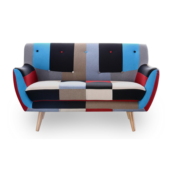 2 Seater Sofa Retro Scandinavian Compact Patchwork Fabric Free Uk Delivery 2 Seater Sofa Retro Scandinavian Compact Patchwork Fabric Free Uk Delivery