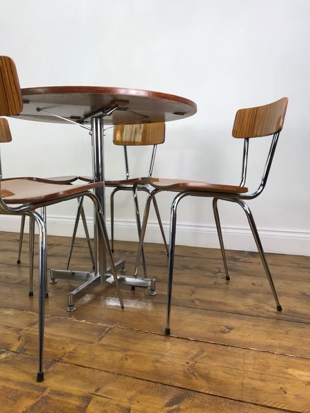Fantastic Retro Dining Table And Chairs Vintage Chrome Drop Leaf Compact Vinterior