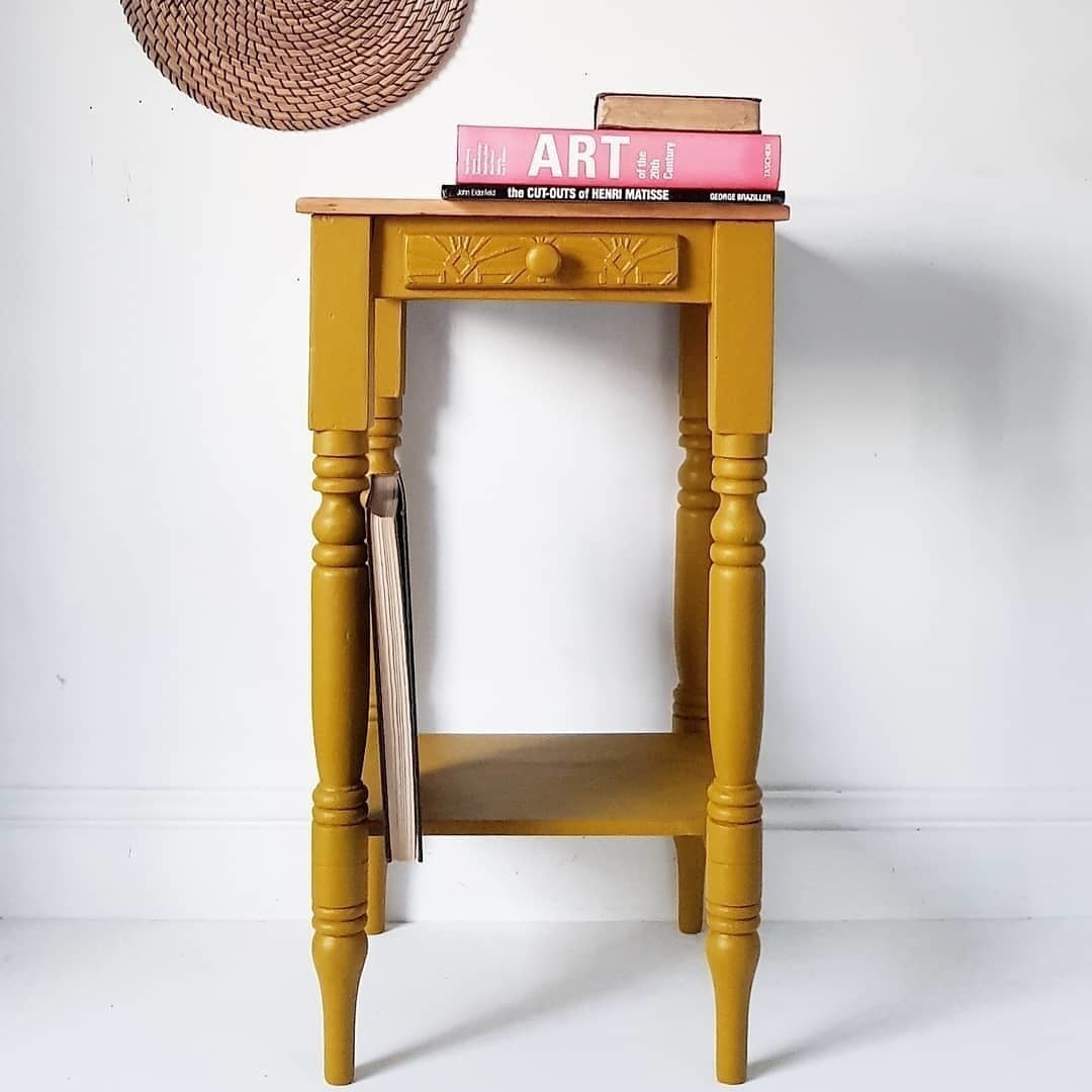 Vintage Antique Farmhouse Pine Side Console Table With Drawer
