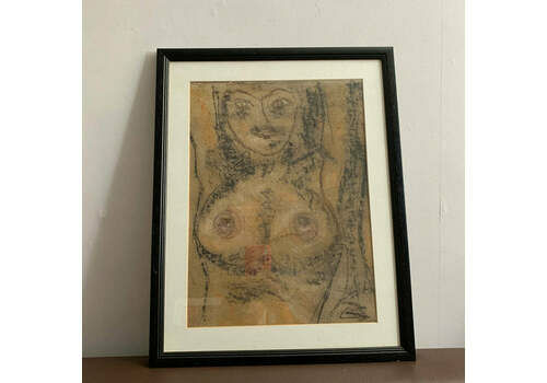 Nude Woman Painting Framed Contemporary Style