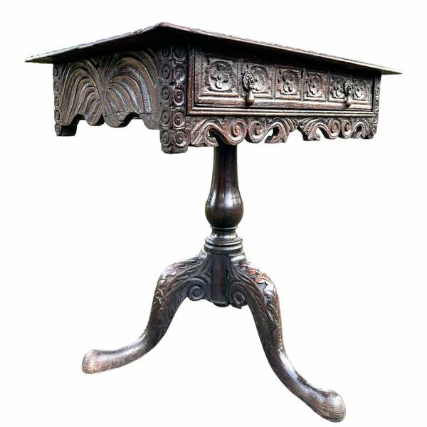 19th Century Carved Oak Hall Console Table