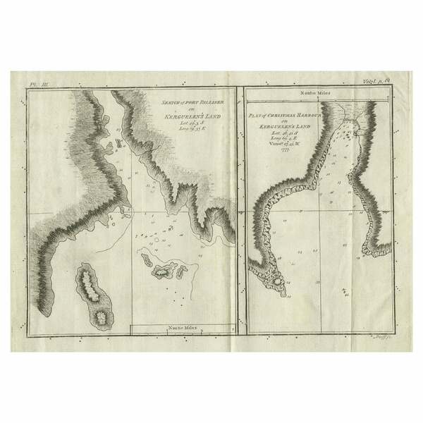 Antique Map Of Port Pallisers & Kersmis By Cook, C.1781