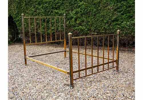 French Brass Double Bed Frame, 1930s