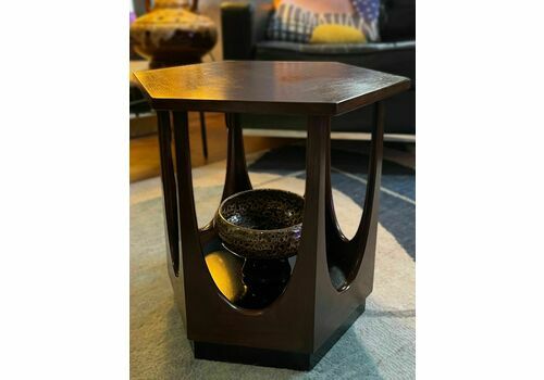 Mid Century Dark Wood Gplan Vintage Hexagon Retro Occasion Side Table