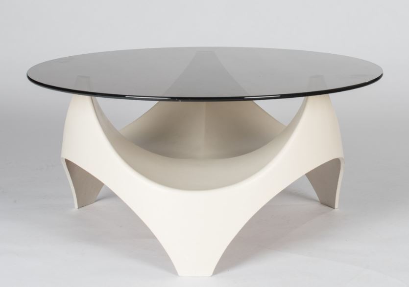 Vintage Space Age Opal Coffee Table Smoked Glass Organic Shape