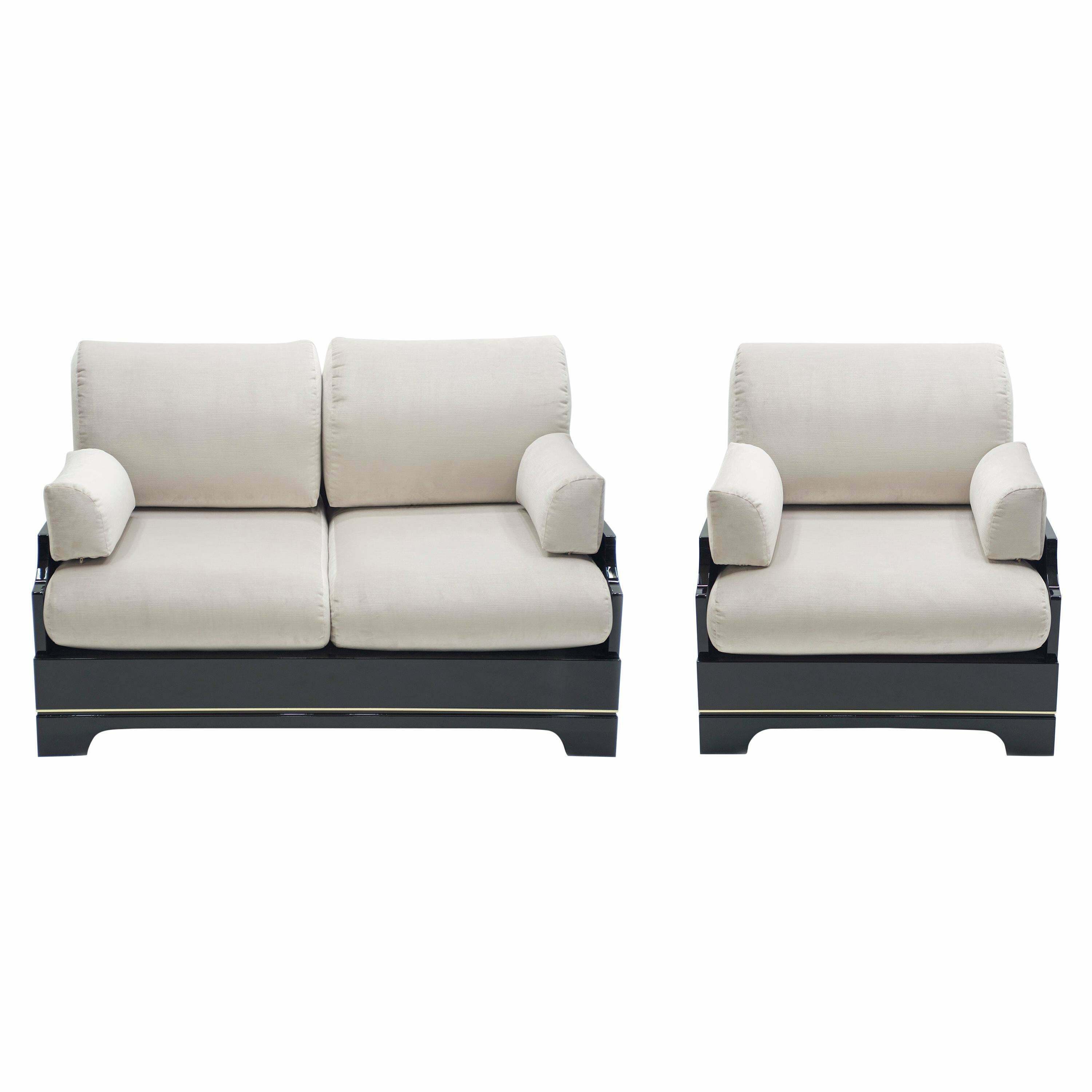 Mid Century Italian Lacquer Brass Living Room Set By Romeo Rega 1970s