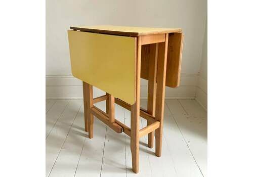 1960's Yellow Formica Drop Leaf Table, Mid Century Modern. Mcm
