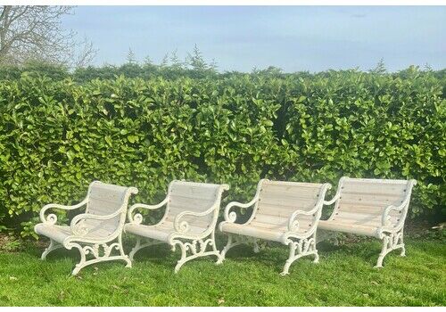 Rare Set Of 4 Ex Calcutta Polo Club Victorian Garden Chairs