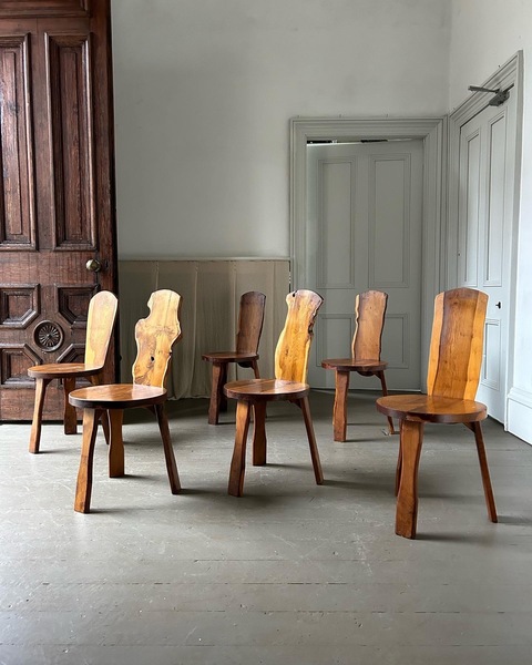 Six Future Primitive Yew Wood Chairs Lee Reynolds Vinterior