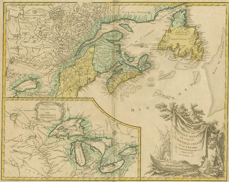 Antique Map Of New England And Part Of Canada By Vaugondy 'Circa 1755' photo furniture