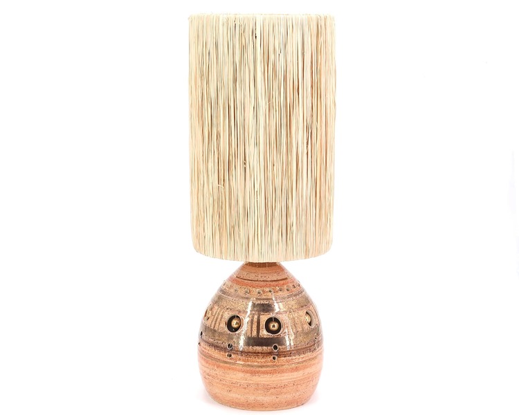 French Pale Orange And Gold Ceramic Table Lamp By Georges Pelletier ...