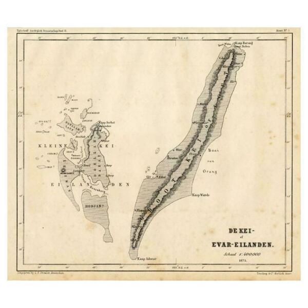 Antique Map Of The Kai Islands By Stemler, C.1875 | Vinterior