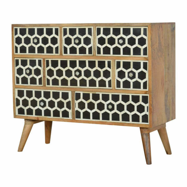 Solid Wood Nordic Style Bone Inlay 8 Drawer Chest