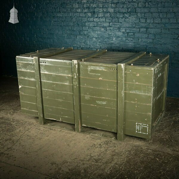Large Green Painted Aircraft Parts Shipping Crate Reclaimed From A Norfolk Raf Base