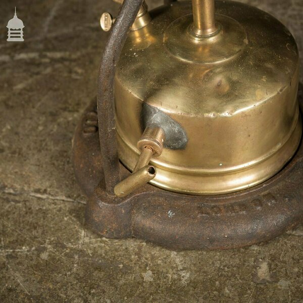19th C Portable Cast Iron Crucible With Brass Burner