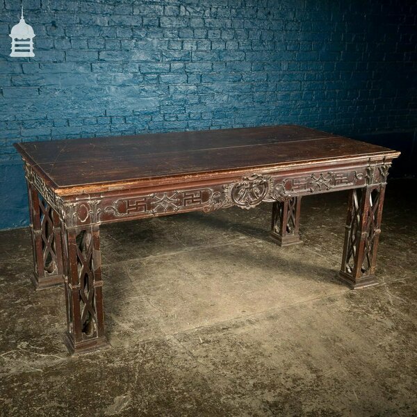 Circa 1900 Chippendale Revival Hardwood Sideboard Table From The Baroda Residency In India