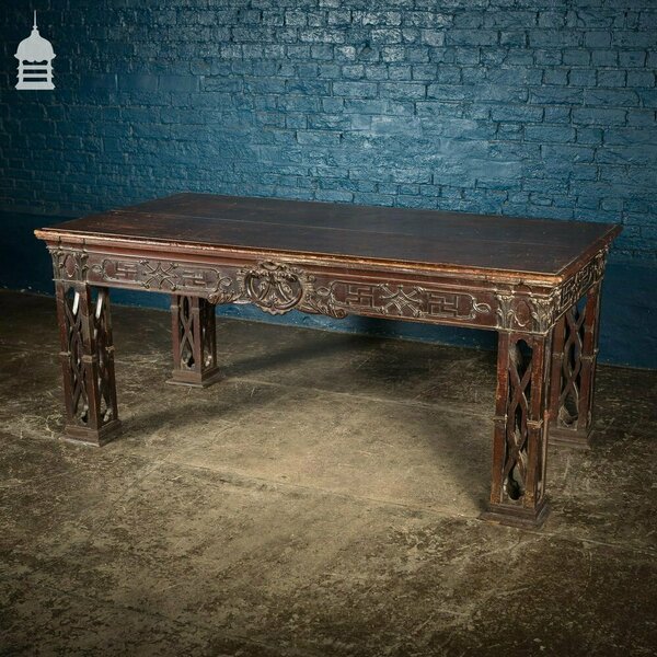 Circa 1900 Chippendale Revival Hardwood Sideboard Table From The Baroda Residency In India photo furniture