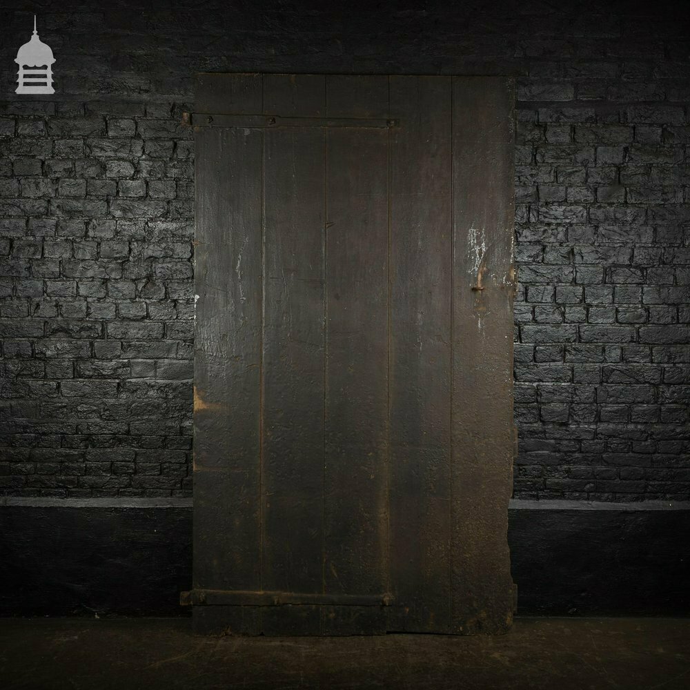 Large Ledged And Braced Barn Door With Bitumen Finish And Strap Hinges