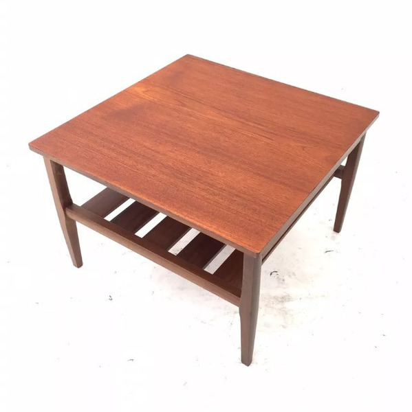 Vintage Mid Century 1960s Danish Teak Side Table With Magazine