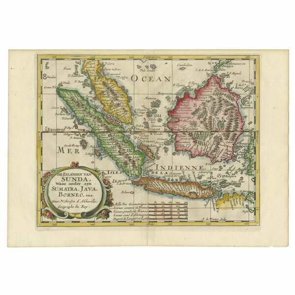 Antique Map Of The Sunda Islands Including Sumatra, Java, And Borneo, 1705