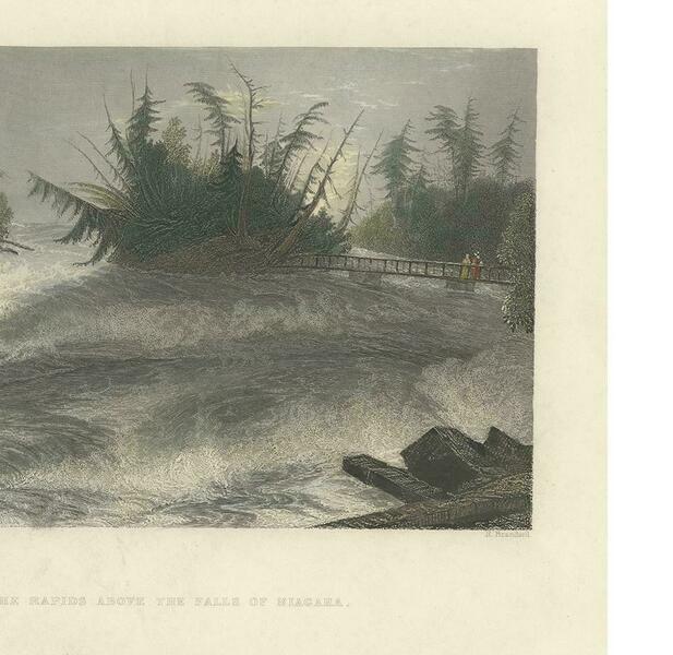 Antique Print Of The Rapids Of The Niagara Falls By Brandard, 1837 photo Art