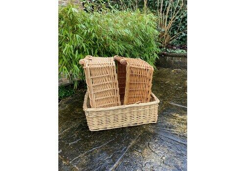 Three Vintage Wicker Cane Storage Baskets   Multi Purpose Bathroom, Under Bed, Kitchen, Cupboard   Good Sizes   Great Condition
