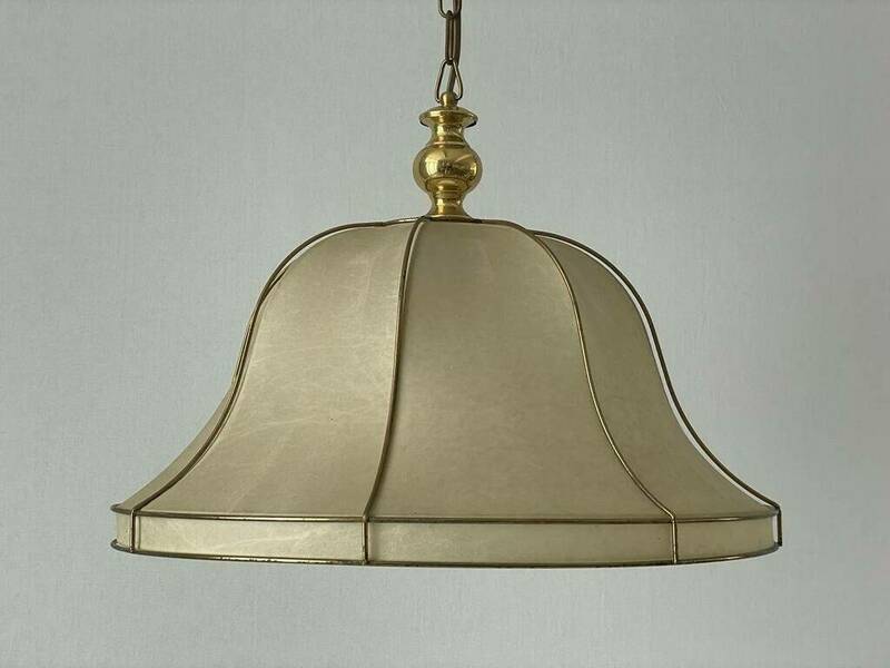 Unusual Design Cocoon Pendant Lamp With Gold Metal Shade Frame, 1960s, Germany