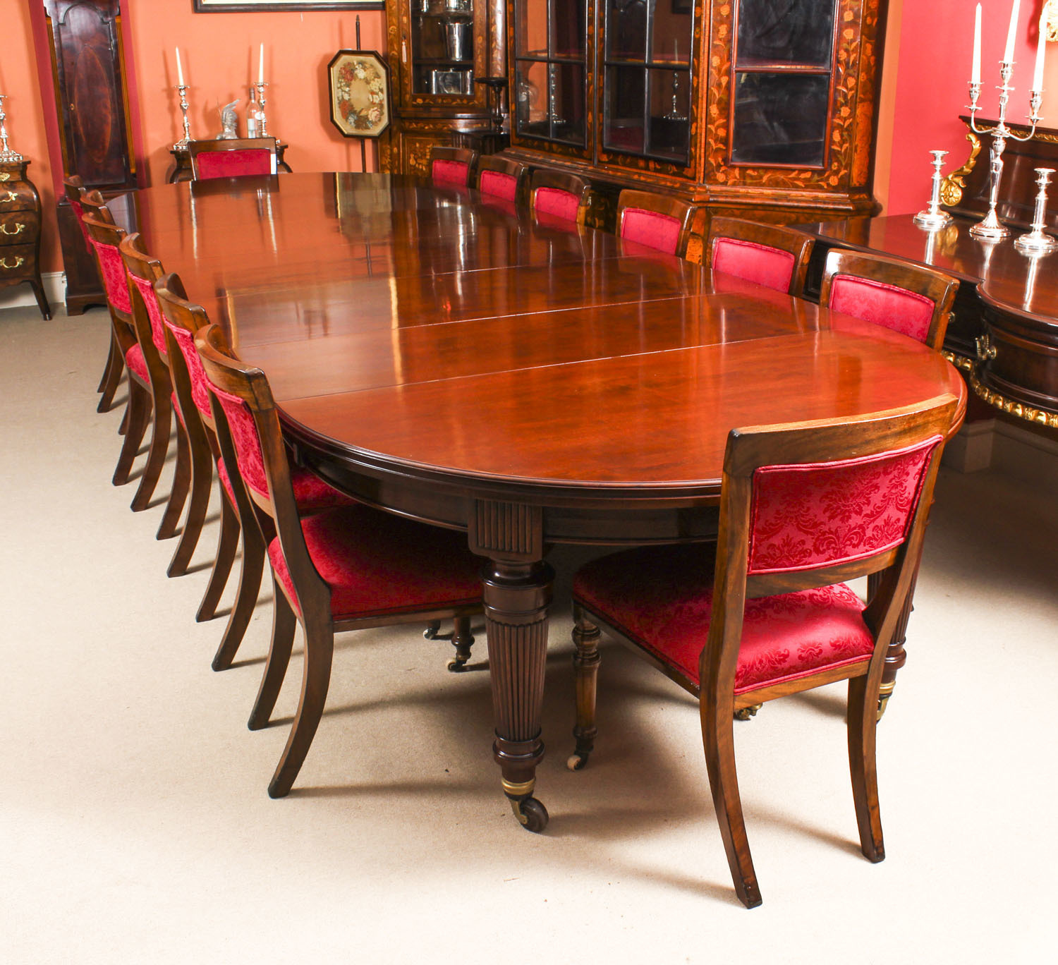 Antique Victorian Circular Extending Dining Table 14 Chairs 19th C Antique Victorian Circular Extending Dining Table 14 Chairs 19th C