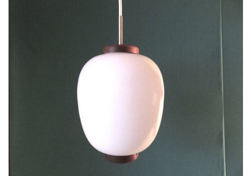 Danish Opaline Glass Suspension Lamp By Bent Karlby For Lyfa, 1950s