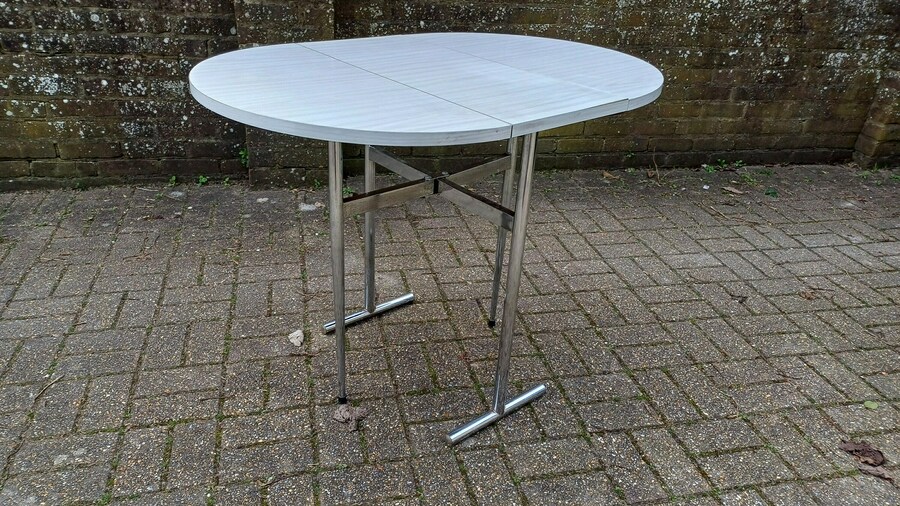 Vintage Retro Drop Leaf Dining Table Chrome Legs