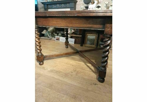Antique Jacobean Barley Twist Draw Leaf Dining Table.Solid Oak