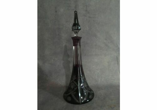 Bohemian Czech Cut To Clear Amethyst Purple Crystal Glass Decanter Genie Bottle