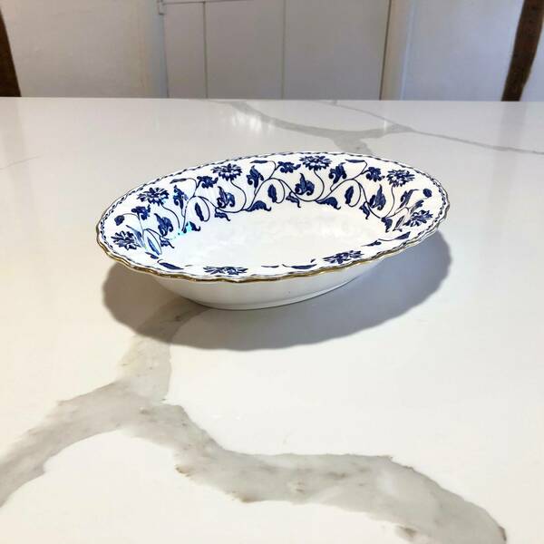 Spode Colonel Blue Oval Open Vegetable Dish Pattern Y6235 Vintage